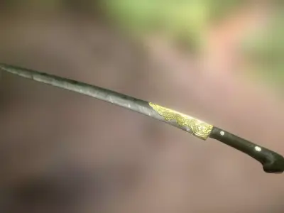 Curved Sword low poly PBR Weapon Low-poly 3D model