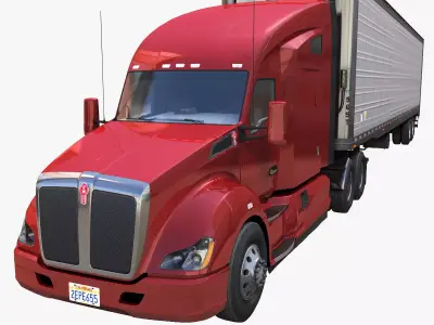 Kenworth T680 van trailer 3D model