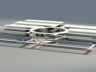 Architecture building with circular shape 3D model