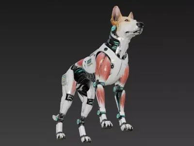 Cyber Dog Creature Model Low-poly 3D model