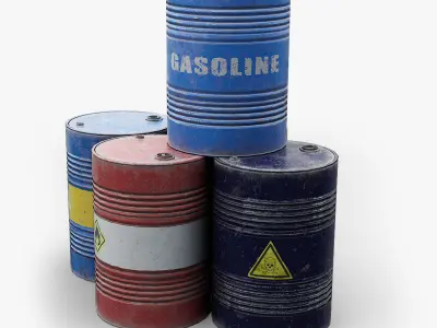 Oil Drums Low-poly 3D model purchase