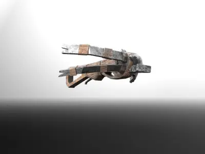 Game-ready crossbow wooden weapon Low-poly 3D model