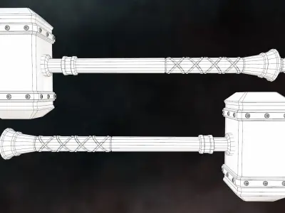 Battle Hammer Low-poly 3D model