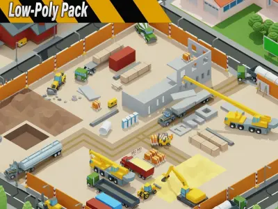 Construction Low Poly Assets City Low-poly 3D model
