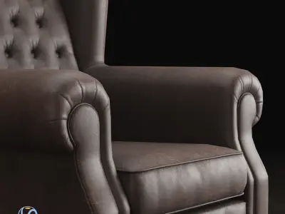 Armchair of Sherlock Low Poly Low-poly 3D model