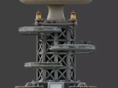 Mushroom Bioluminescence Tower 3D Model Low-poly 3D model
