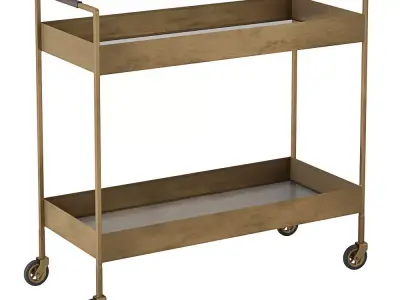 Crate and Barrel Libations Antique Brass Bar Cart 3D model