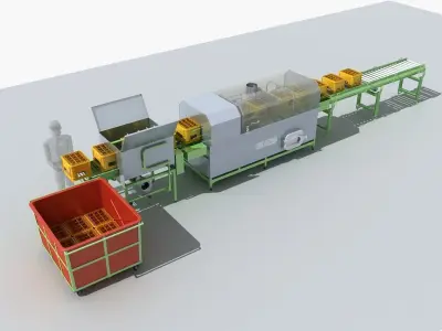 Industrial Equipment 8-Box Washing Machines Automatic  3D model