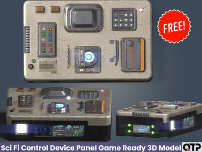 Sci Fi Control Device Panel Game Ready 3D Model Free low-poly 3D model