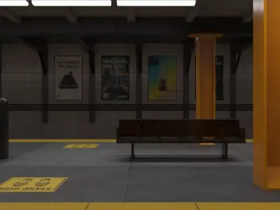 Underground Subway Station Platform 3D model