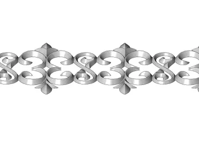 Floral scroll pattern relief strip  3D print model