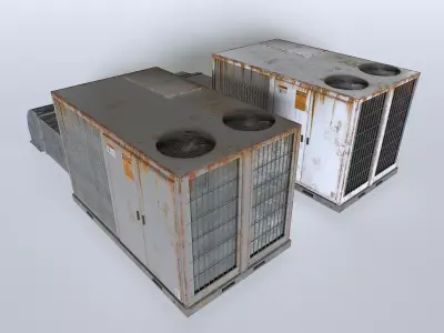 Rusty Rooftop AC hvac unit Low-poly 3D model
