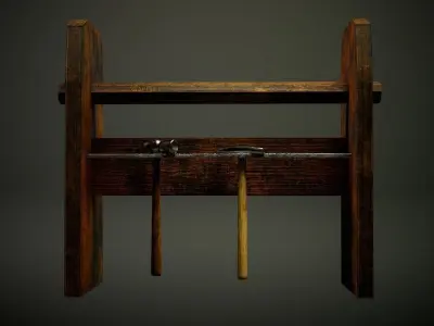 Medieval Blacksmith Tool Rack Low-poly 3D model