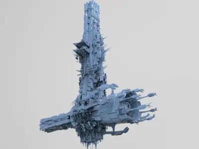 Alien mothership harvester base ship Low-poly 3D model