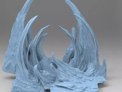 Dinosaur Raptor cliffs 5 3D model