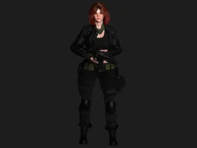 AAA 3D REALISTIC FEMALE CHARACTER - GUN SHOOTER MILITARY GTA Low-poly 3D model