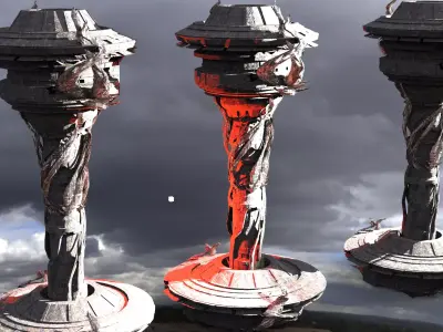 Dark weave Sci Fi City Watchtower  Low-poly 3D model