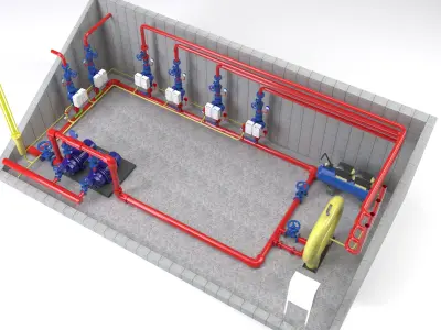 Fire-fighting pumping station 3D model