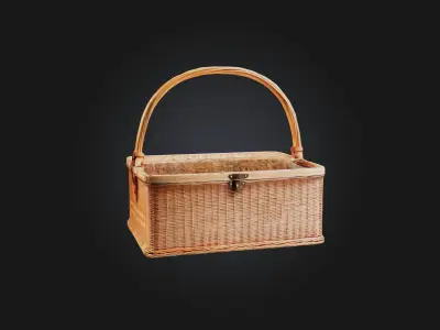 Wicker Picnic Basket Low-poly 3D model