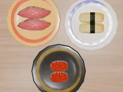 Free Sushi Model Low Poly Free low-poly 3D model