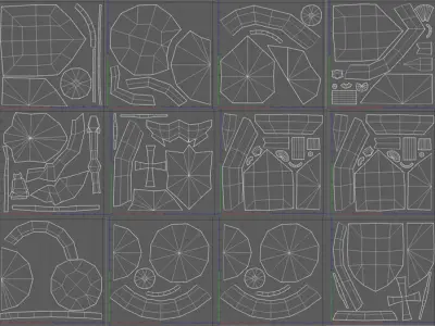 Collection of shields Lowpoly model 12 options UV  Free low-poly 3D model