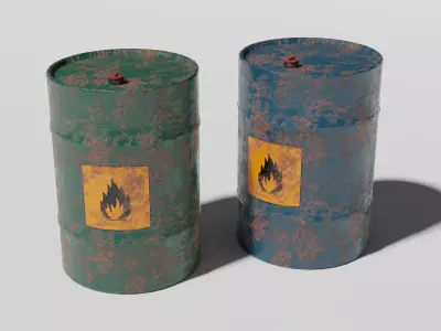 Rusty Oil Drum Low-poly 3D model