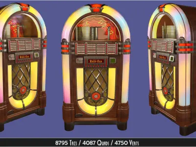 Classic Vintage Wooden Jukebox Rockola Low-poly 3D model