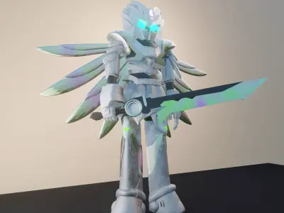 Robot 3D model character holding sword 3D model
