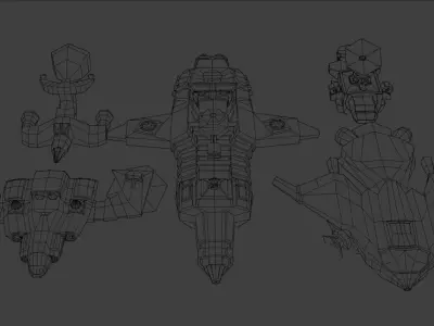 Low Poly Spaceship Pack Low-poly 3D model purchase