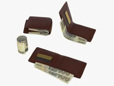 zimbabwe 100 Dollars Wallet Money Purse 3D model