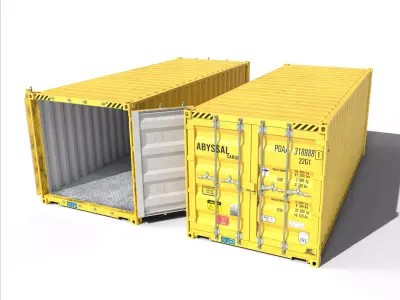 20ft Cargo Container Yellow Low-poly 3D model