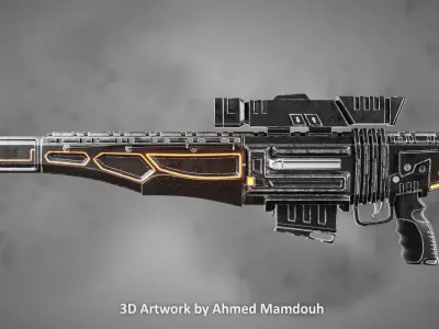PBR game ready sci fi sniper rifle package  Low-poly 3D model