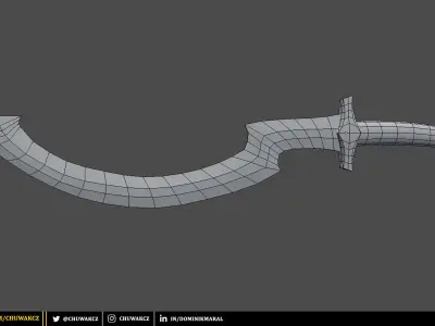 Obsidian Egyptian Khopesh Sword - PBR game ready 3d weaponl Low-poly 3D model