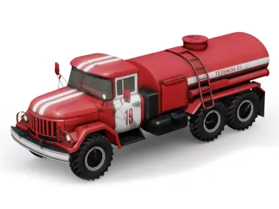 Soviet Fire Service Tanker Truck Low-poly 3D model