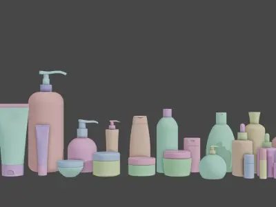 High Quality Cosmetics Bathroom Accessories 3D Model Set  3D model