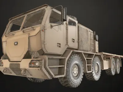 Heavy Military Truck V2 - Flatbed Low-poly 3D model