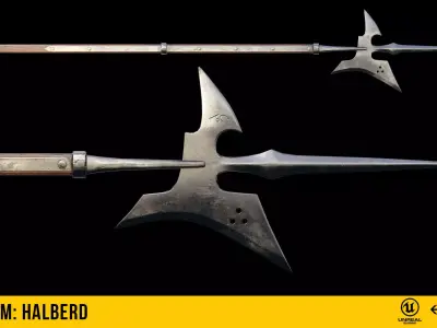 Halberd Low-poly 3D model buy