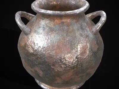 Metal Pot Low-poly 3D model