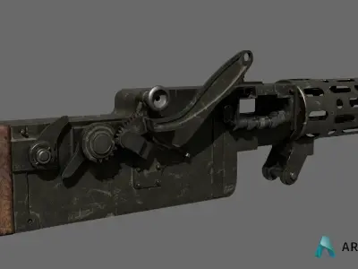 Spandau LMG 08 machine gun Low-poly 3D model