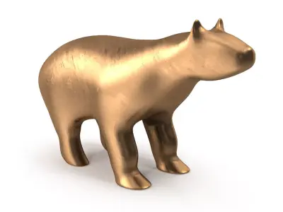 Bear PBR golden Low-poly 3D model