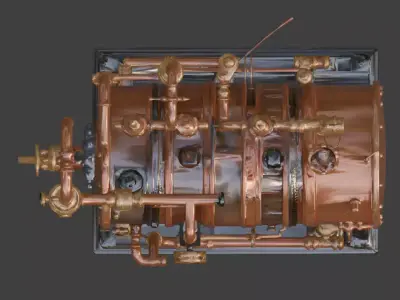 Steampunk Industrial Steam Generator 3D Model Low-poly 3D model