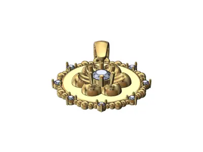 Diamond Florentine beaded pendant charm 3D print model