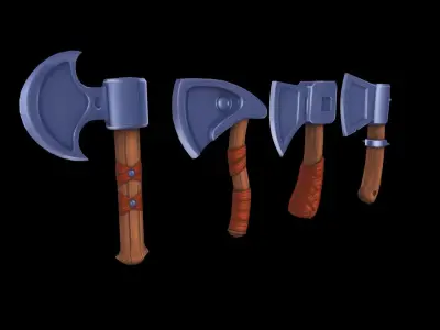 Hand Painted Toon Axes  Low-poly 3D model