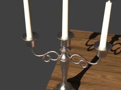 Candelabra and Candle Holder with Candle included Low-poly 3D model
