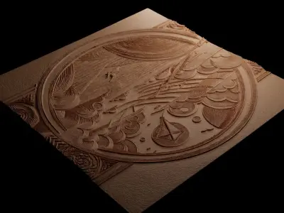 Sailing Kite Sandcasting Bas High Relief CNC 3D print model