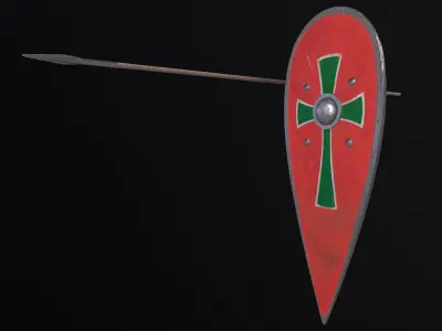 shield with cross Low-poly 3D model