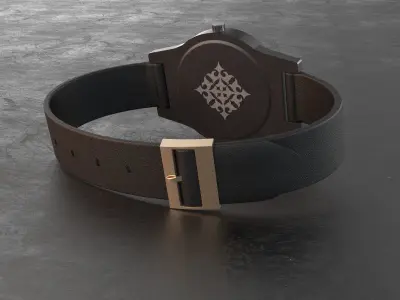 wristwatch watch with gold buckle Low-poly 3D model