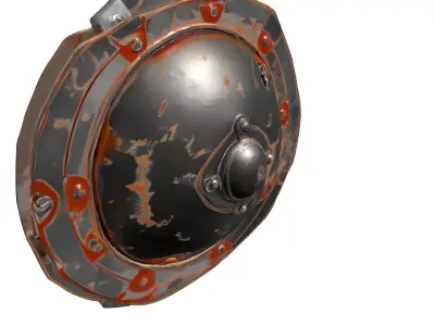 Worn Rusty Metal Combat Shield Low-poly 3D model