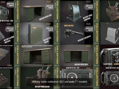 Military table collection 3D Low-poly 3D Model Pack