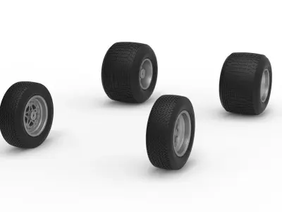 Wheel Set of Dirt Silver Crown Car Scale 1 to 25 3D print model